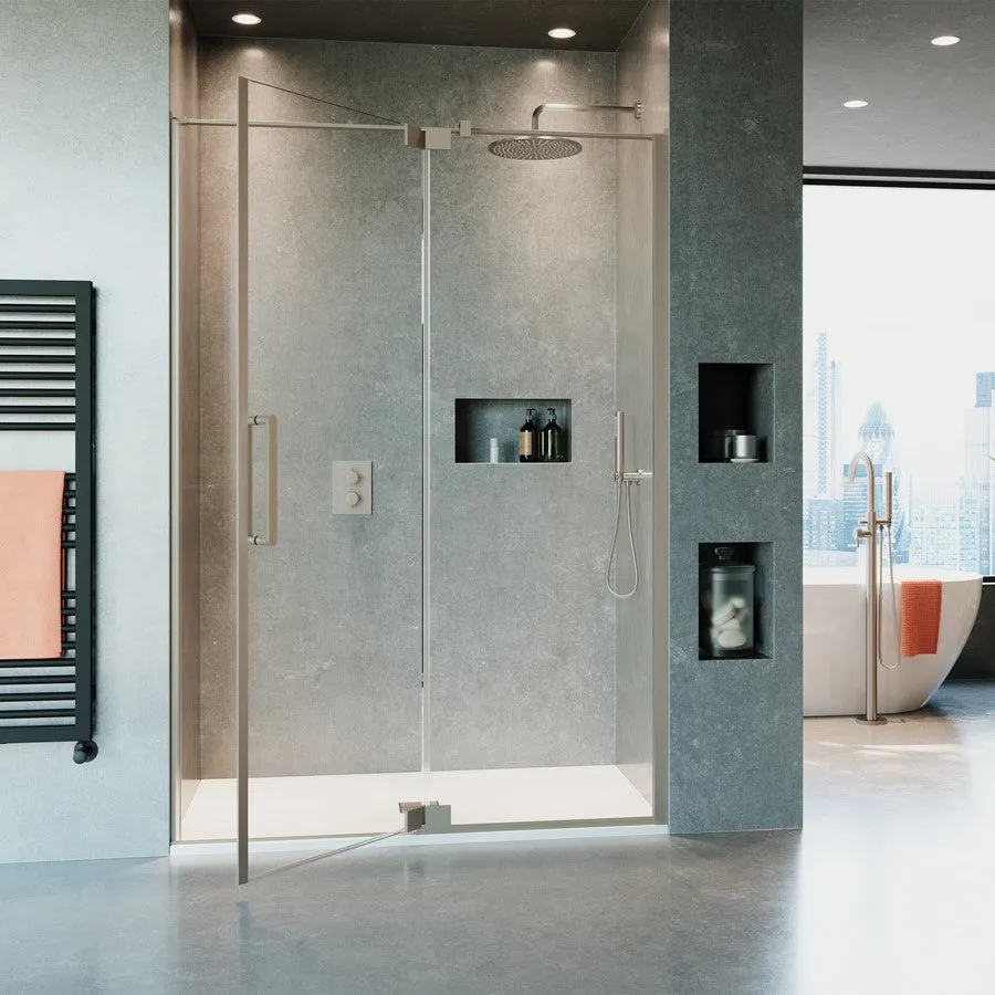 Crosswater OPTIX 10 Pivot Shower Door With Inline Panel & Optional Side Panel