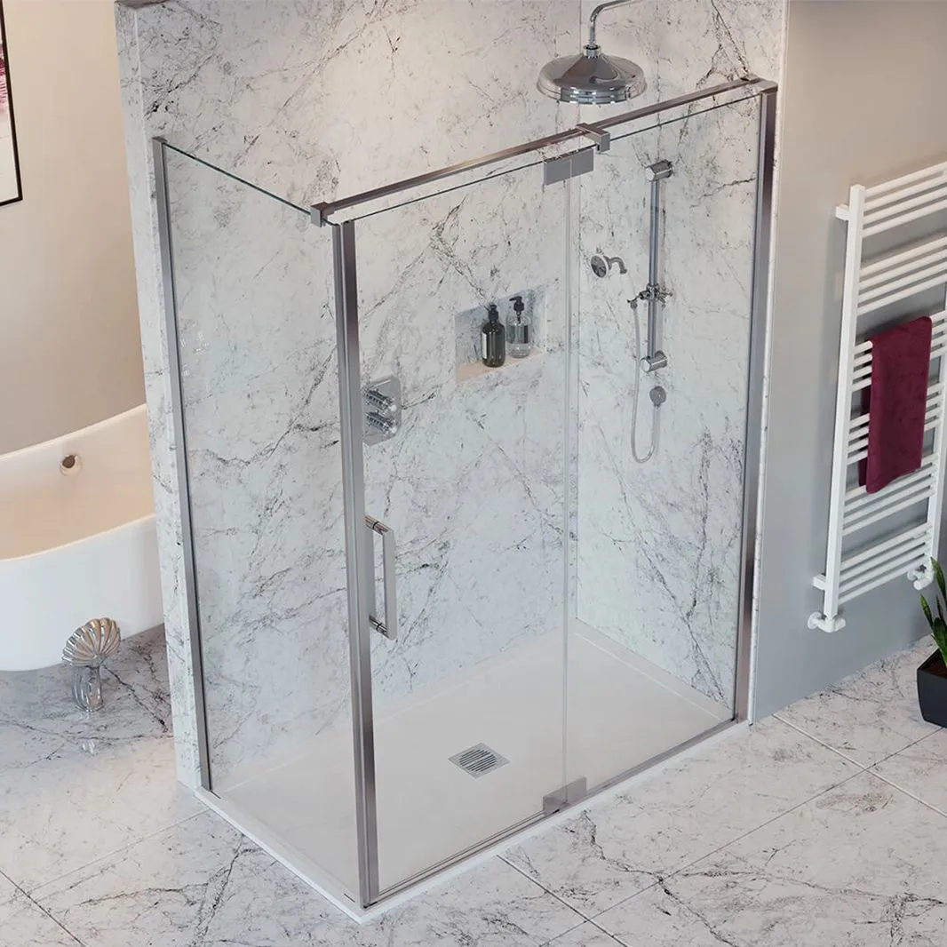 Crosswater OPTIX 10 Pivot Shower Door With Inline Panel & Optional Side Panel