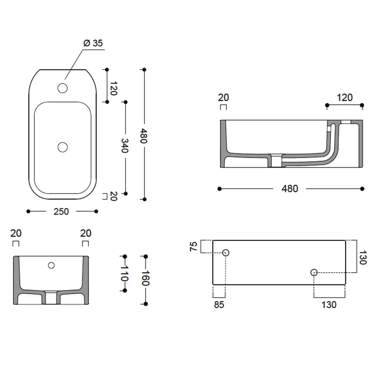 Crosswater Popolo Cloakroom Washbasin