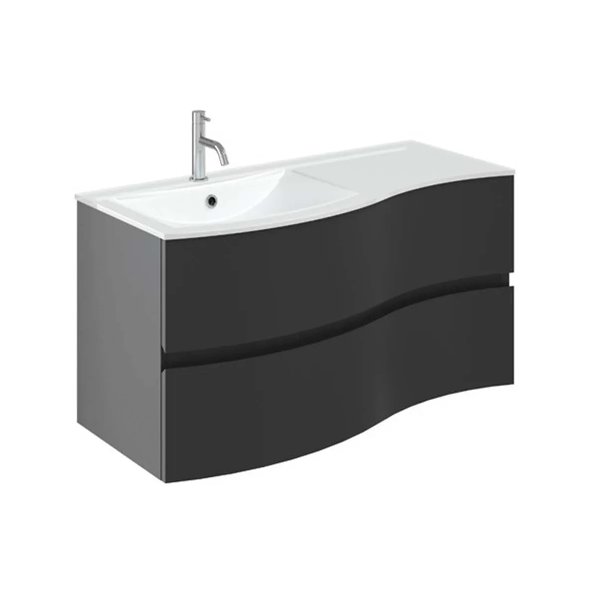 Crosswater Svelte 1000 Double Drawer Wall Hung Vanity Unit With Ice White Glass Basin