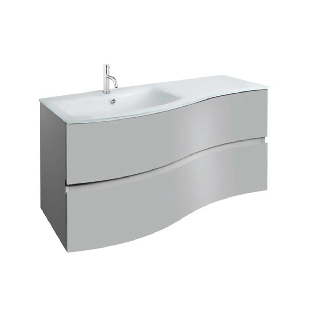 Crosswater Svelte 1000 Double Drawer Wall Hung Vanity Unit With Ice White Glass Basin
