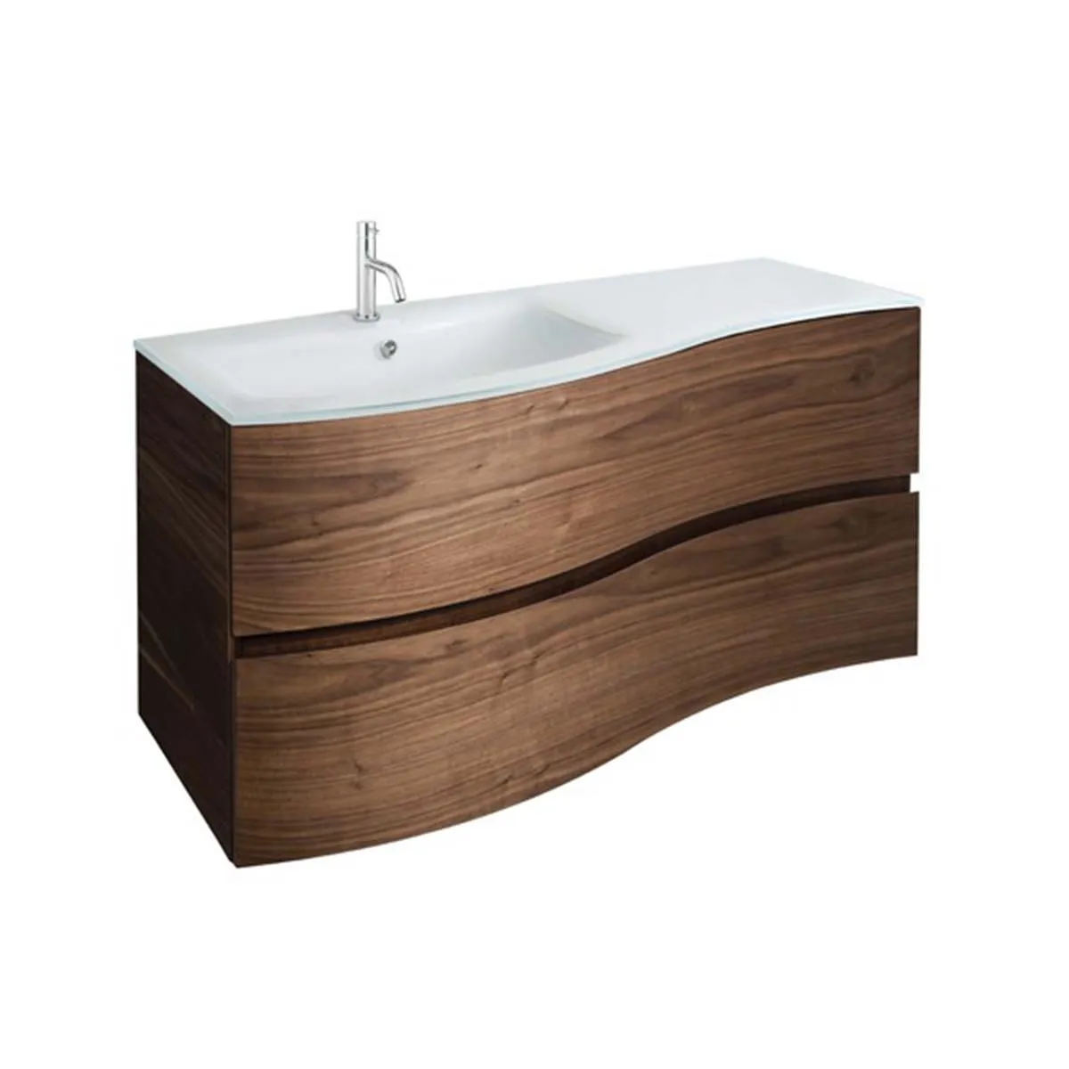 Crosswater Svelte 1000 Double Drawer Wall Hung Vanity Unit With Ice White Glass Basin