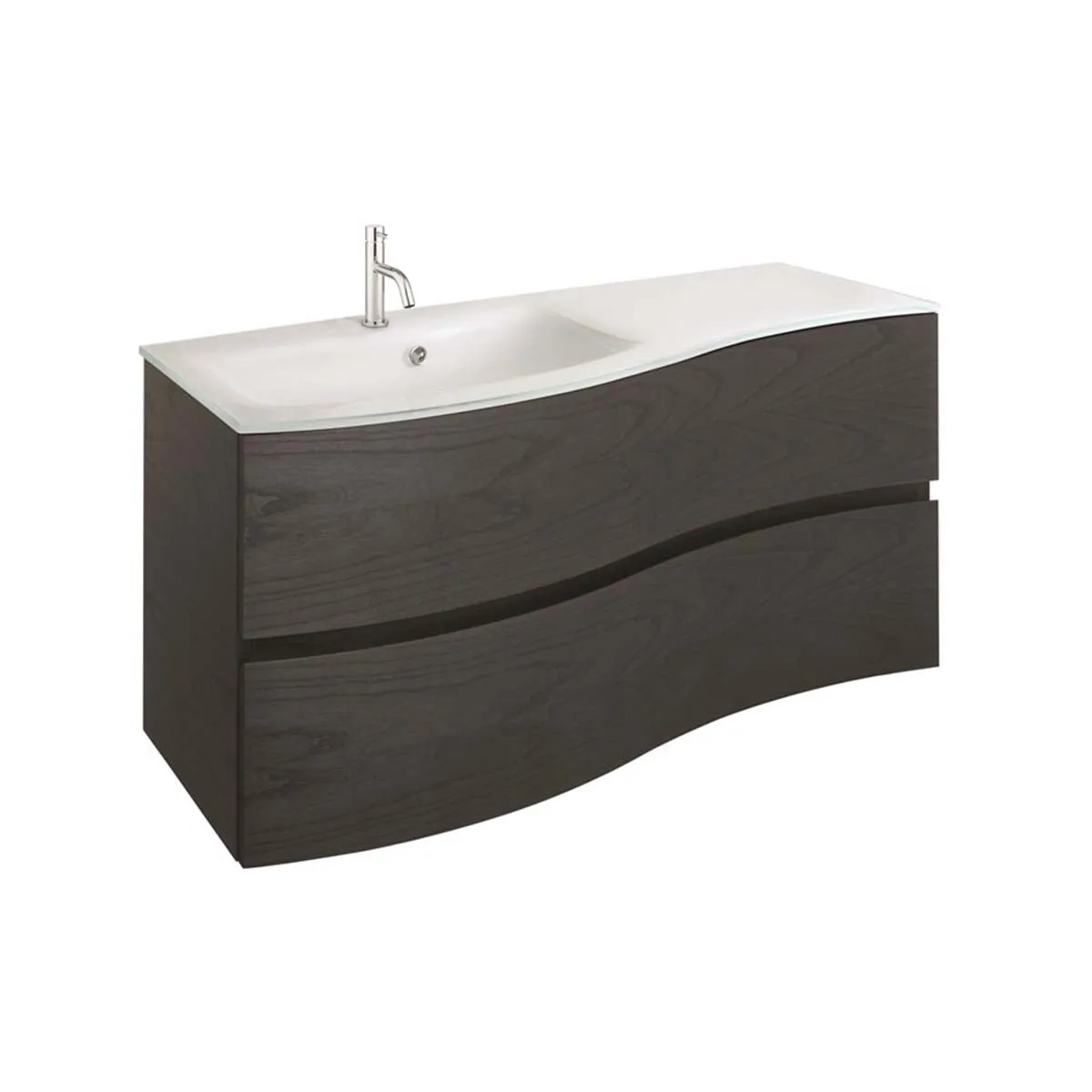 Crosswater Svelte 1000 Double Drawer Wall Hung Vanity Unit With Ice White Glass Basin