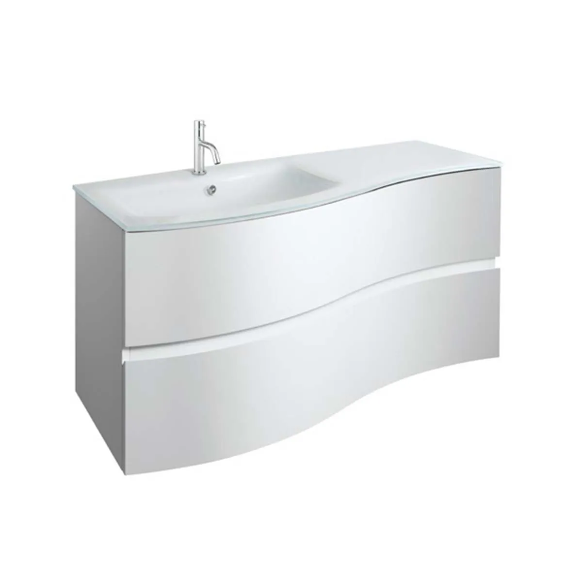 Crosswater Svelte 1000 Double Drawer Wall Hung Vanity Unit With Ice White Glass Basin