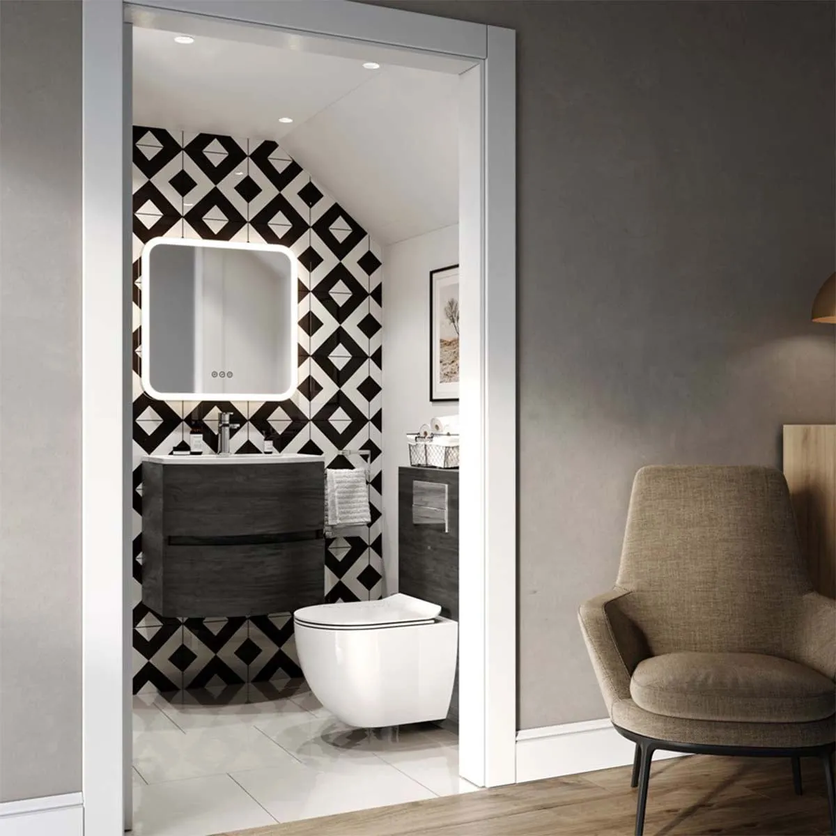 Crosswater Svelte 2-Drawer Wall Hung Vanity Unit With Cast Mineral Marble Basin