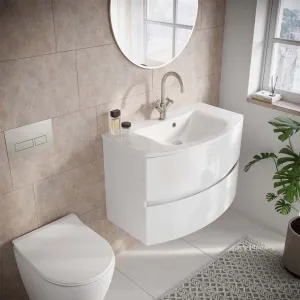 Crosswater Svelte 2-Drawer Wall Hung Vanity Unit With Cast Mineral Marble Basin