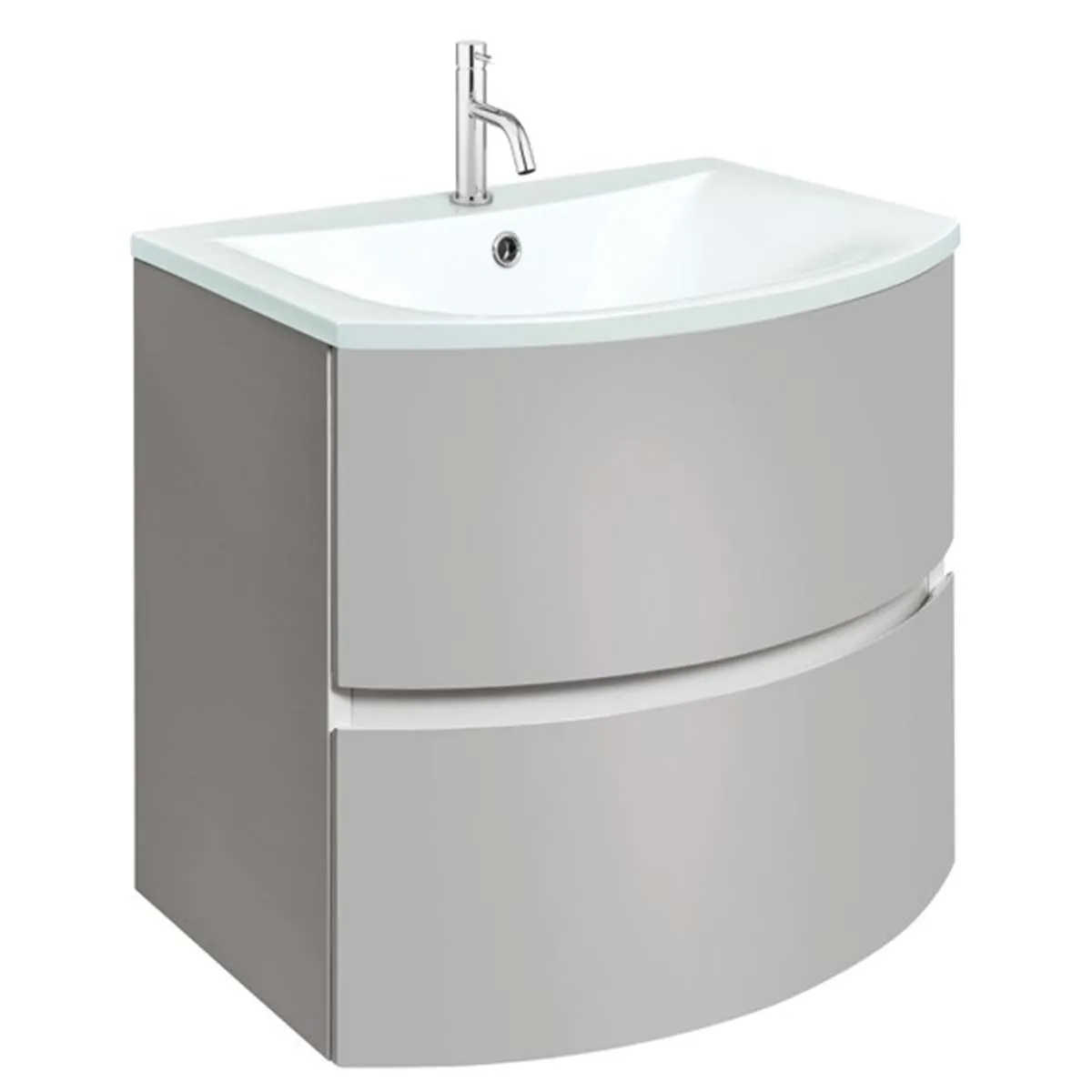Crosswater Svelte 2-Drawer Wall Hung Vanity Unit With Ice White Glass Basin