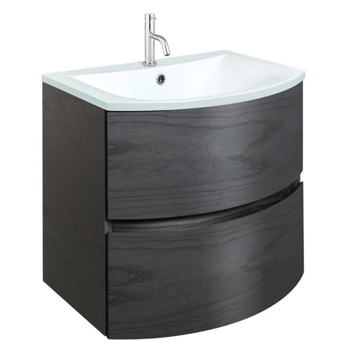 Crosswater Svelte 2-Drawer Wall Hung Vanity Unit With Ice White Glass Basin