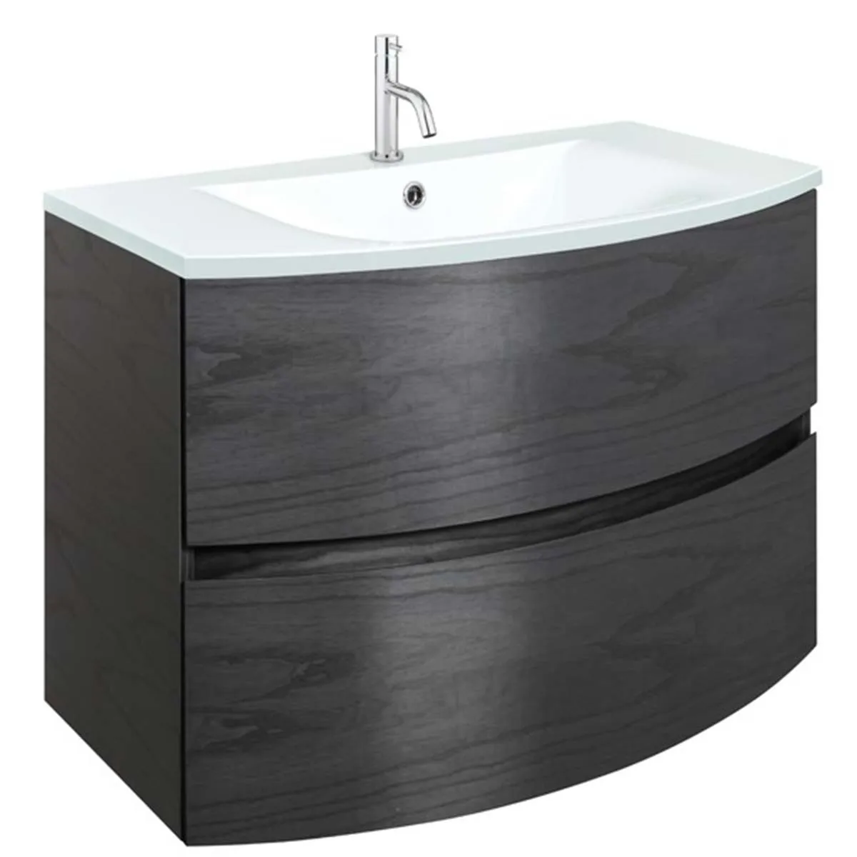 Crosswater Svelte 2-Drawer Wall Hung Vanity Unit With Ice White Glass Basin