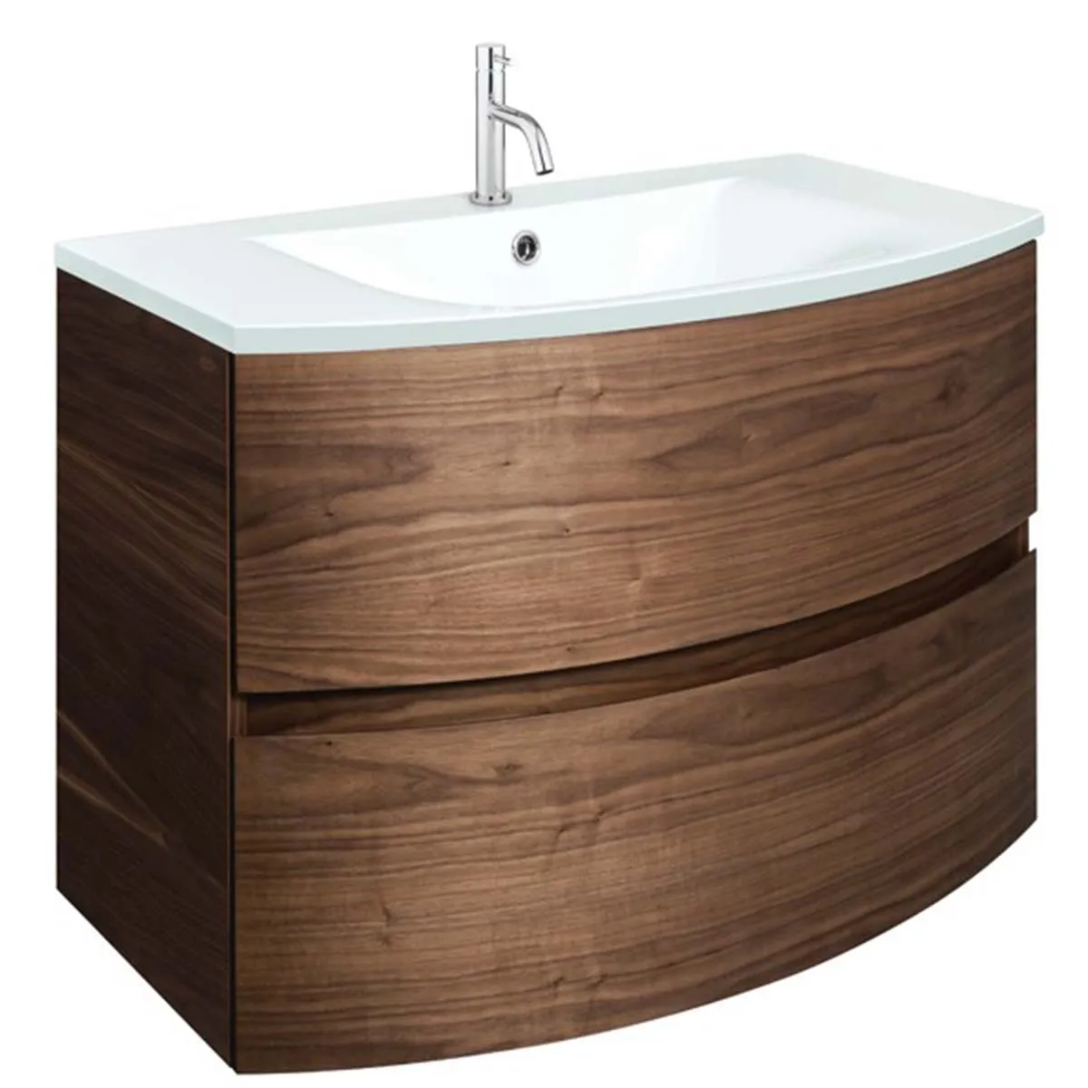 Crosswater Svelte 2-Drawer Wall Hung Vanity Unit With Ice White Glass Basin
