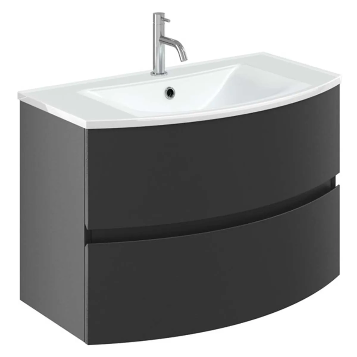 Crosswater Svelte 2-Drawer Wall Hung Vanity Unit With Ice White Glass Basin