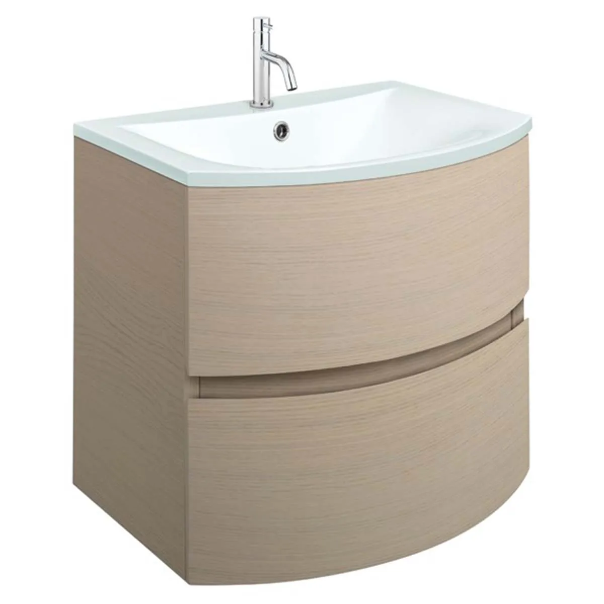 Crosswater Svelte 2-Drawer Wall Hung Vanity Unit With Ice White Glass Basin