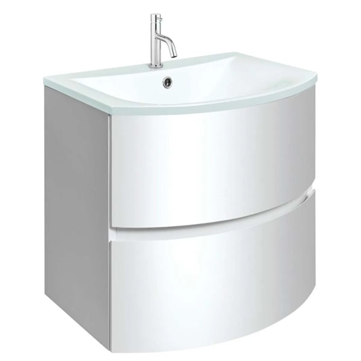 Crosswater Svelte 2-Drawer Wall Hung Vanity Unit With Ice White Glass Basin