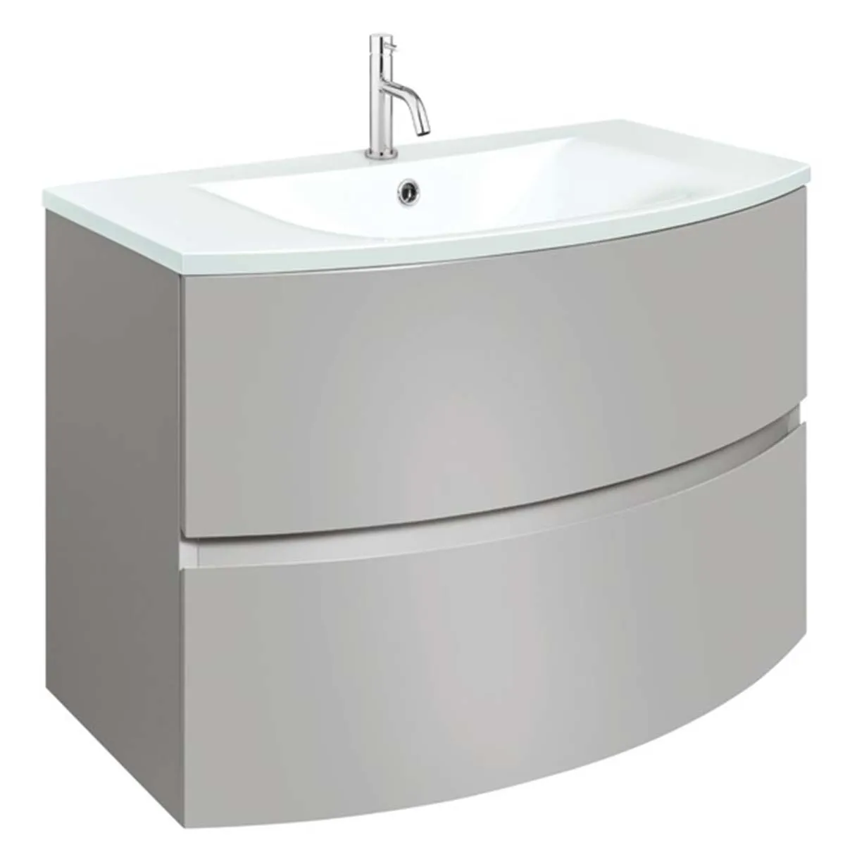 Crosswater Svelte 2-Drawer Wall Hung Vanity Unit With Ice White Glass Basin