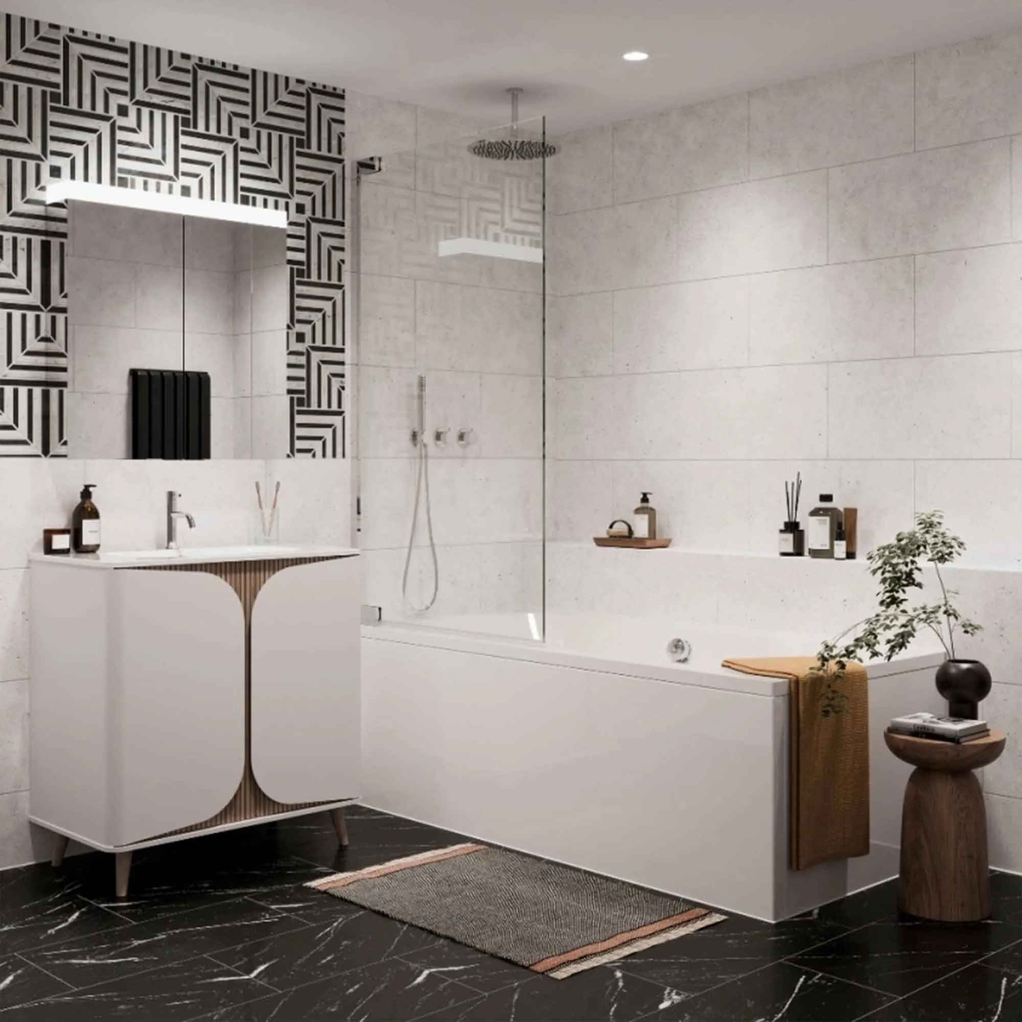 Crosswater Tambour Floorstanding Vanity Unit With Basin - Matt White
