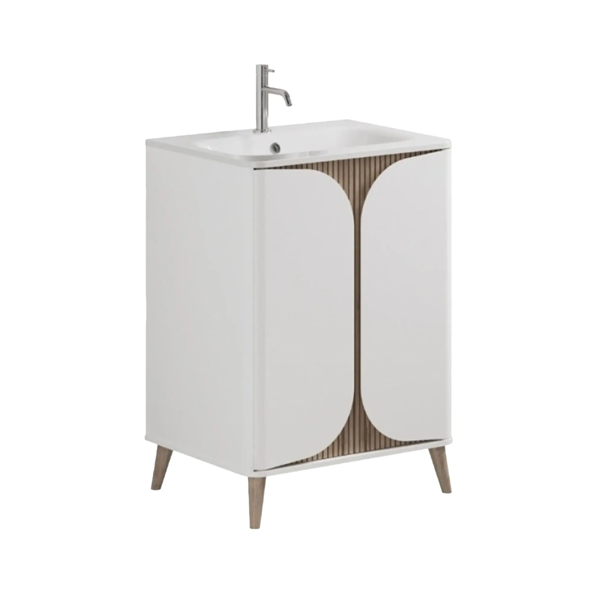 Crosswater Tambour Floorstanding Vanity Unit With Basin - Matt White