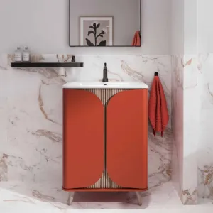 Crosswater Tambour Floorstanding Vanity Unit With Basin - Soft Clay