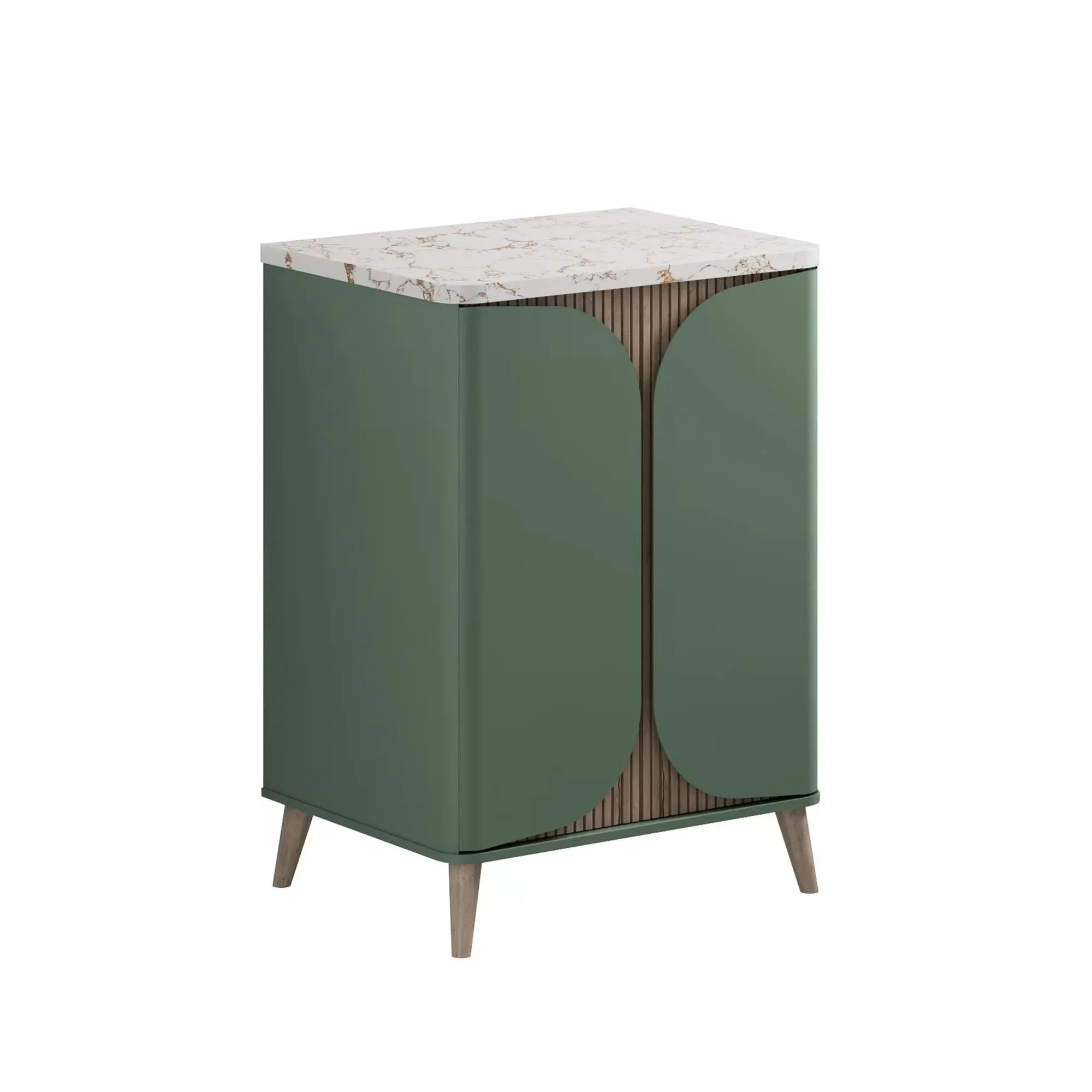 Crosswater Tambour Floorstanding Vanity Unit With Marble Effect Worktop - Sage Green