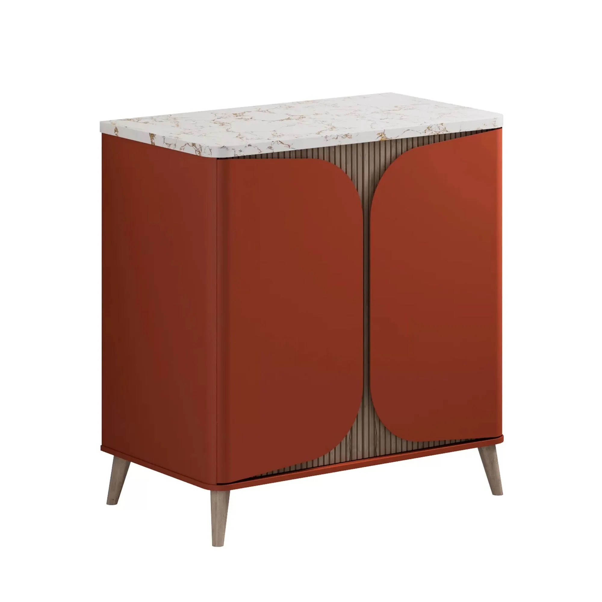 Crosswater Tambour Floorstanding Vanity Unit With Marble Effect Worktop - Soft Clay