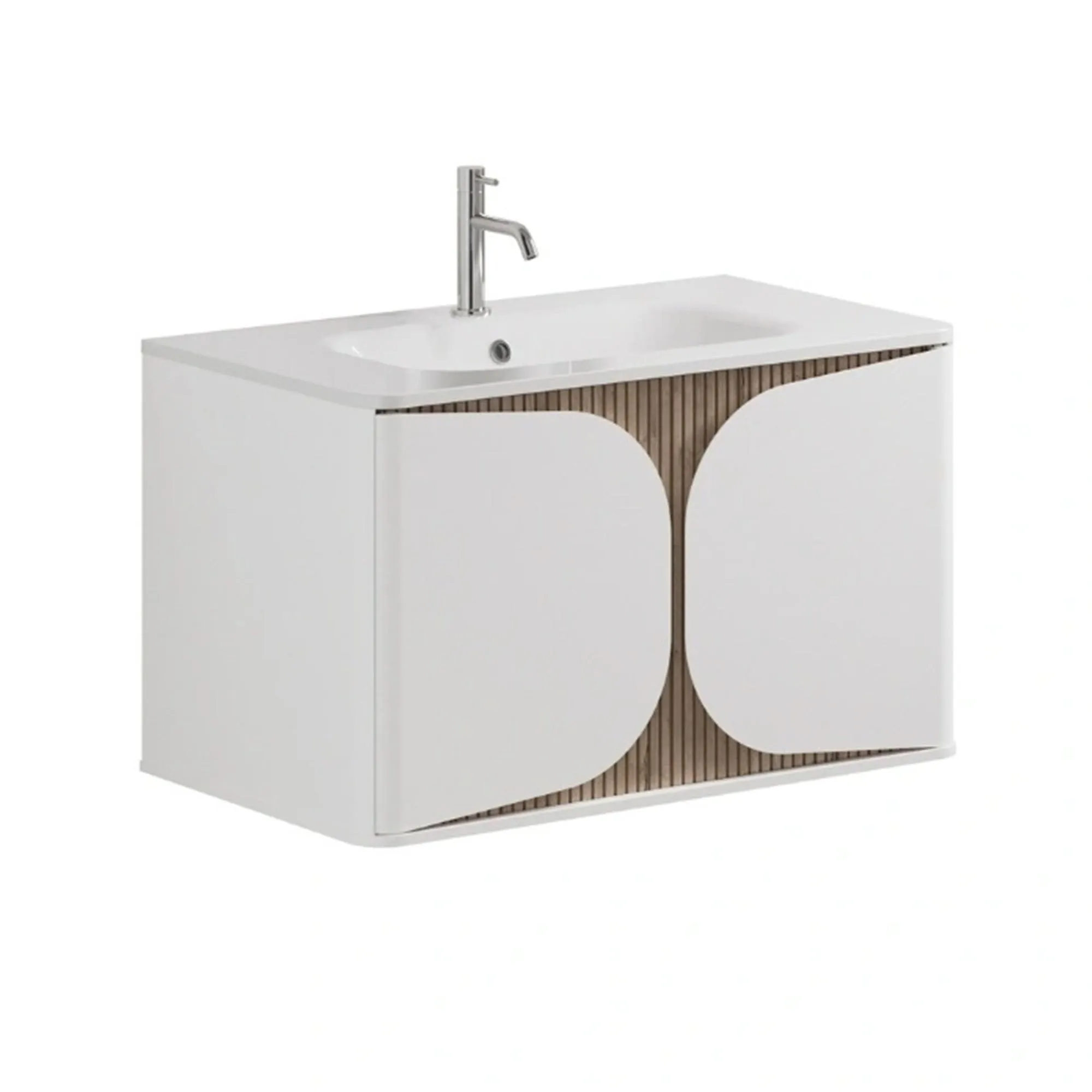Crosswater Tambour Wall Mounted Vanity Unit With Basin - Matt White