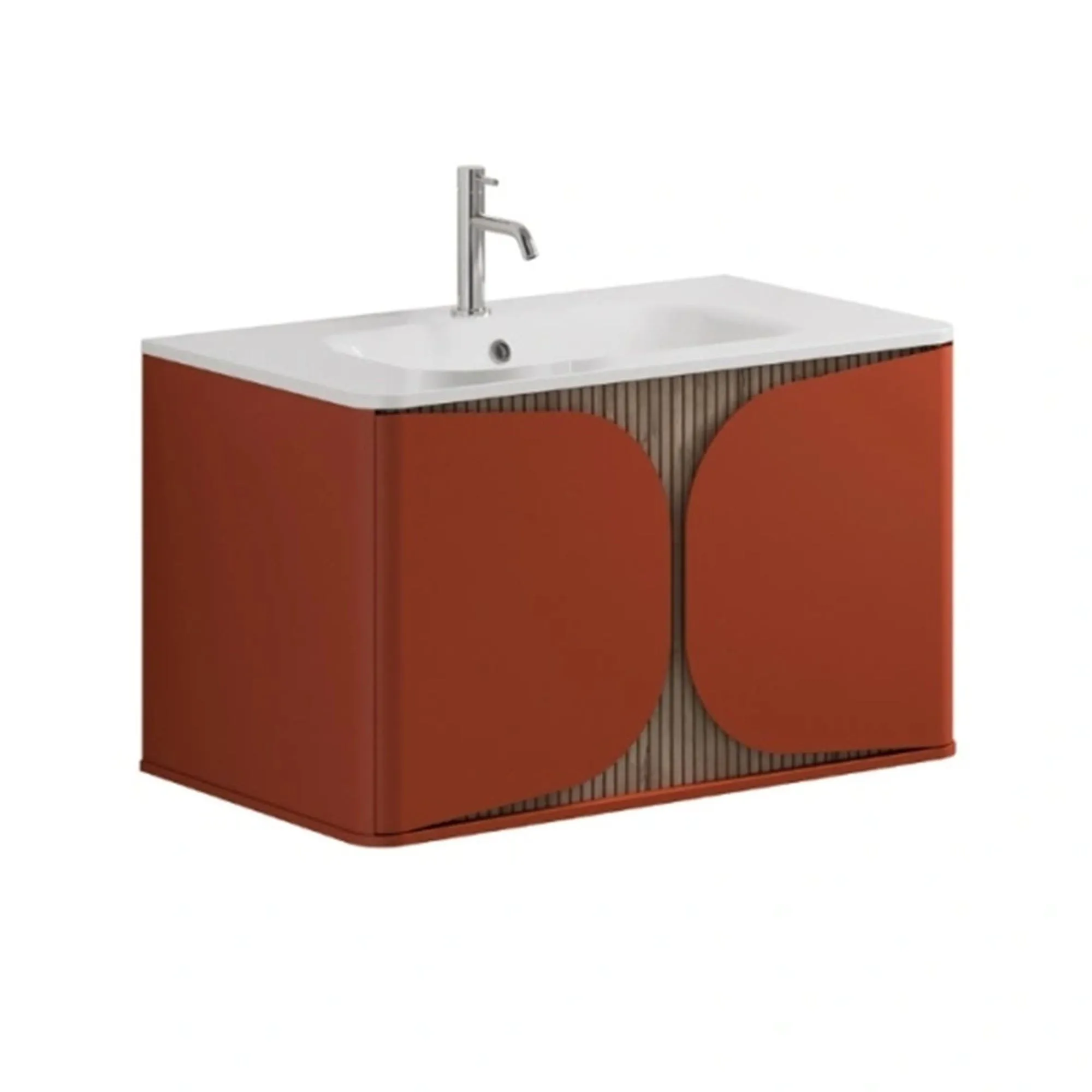 Crosswater Tambour Wall Mounted Vanity Unit With Basin - Soft Clay