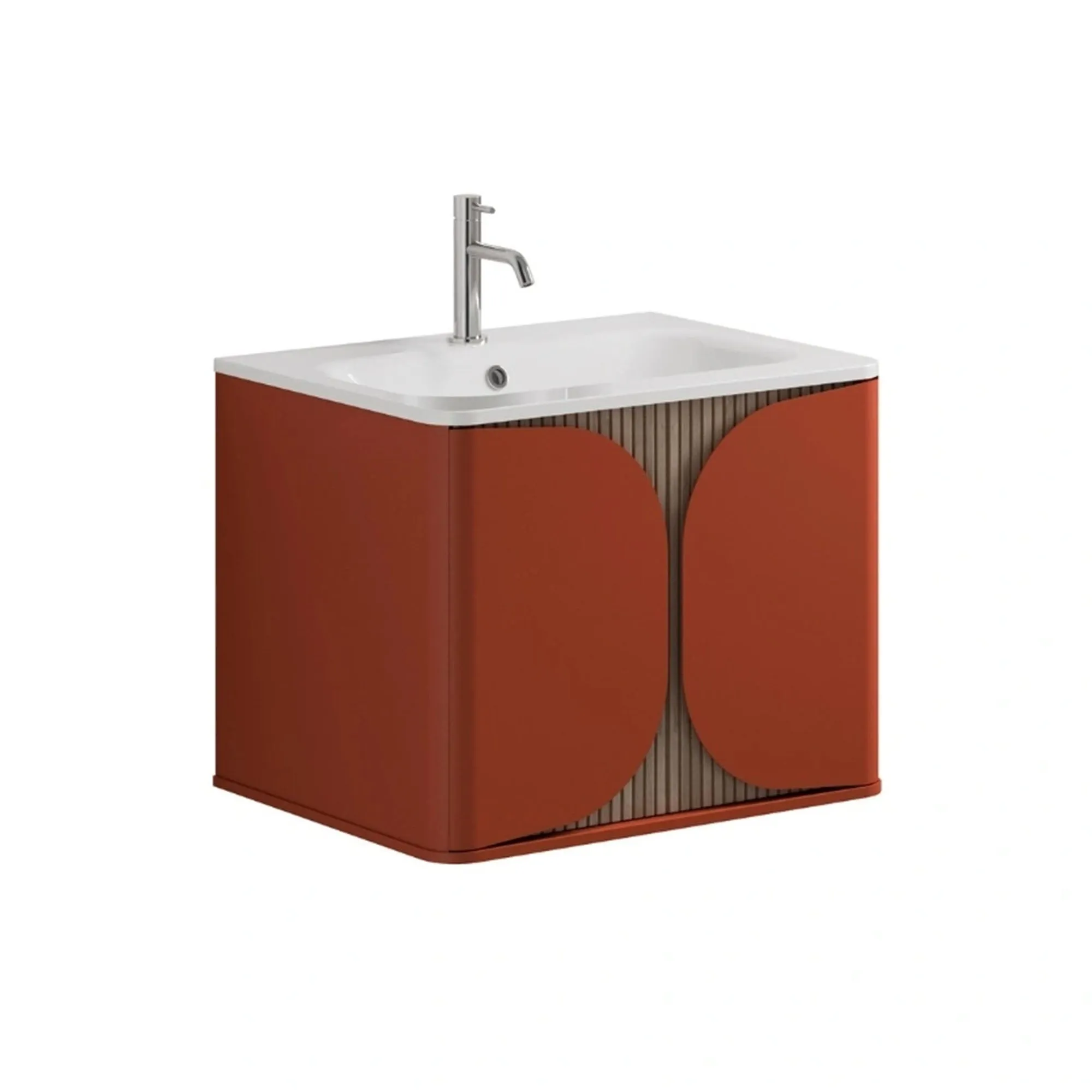 Crosswater Tambour Wall Mounted Vanity Unit With Basin - Soft Clay