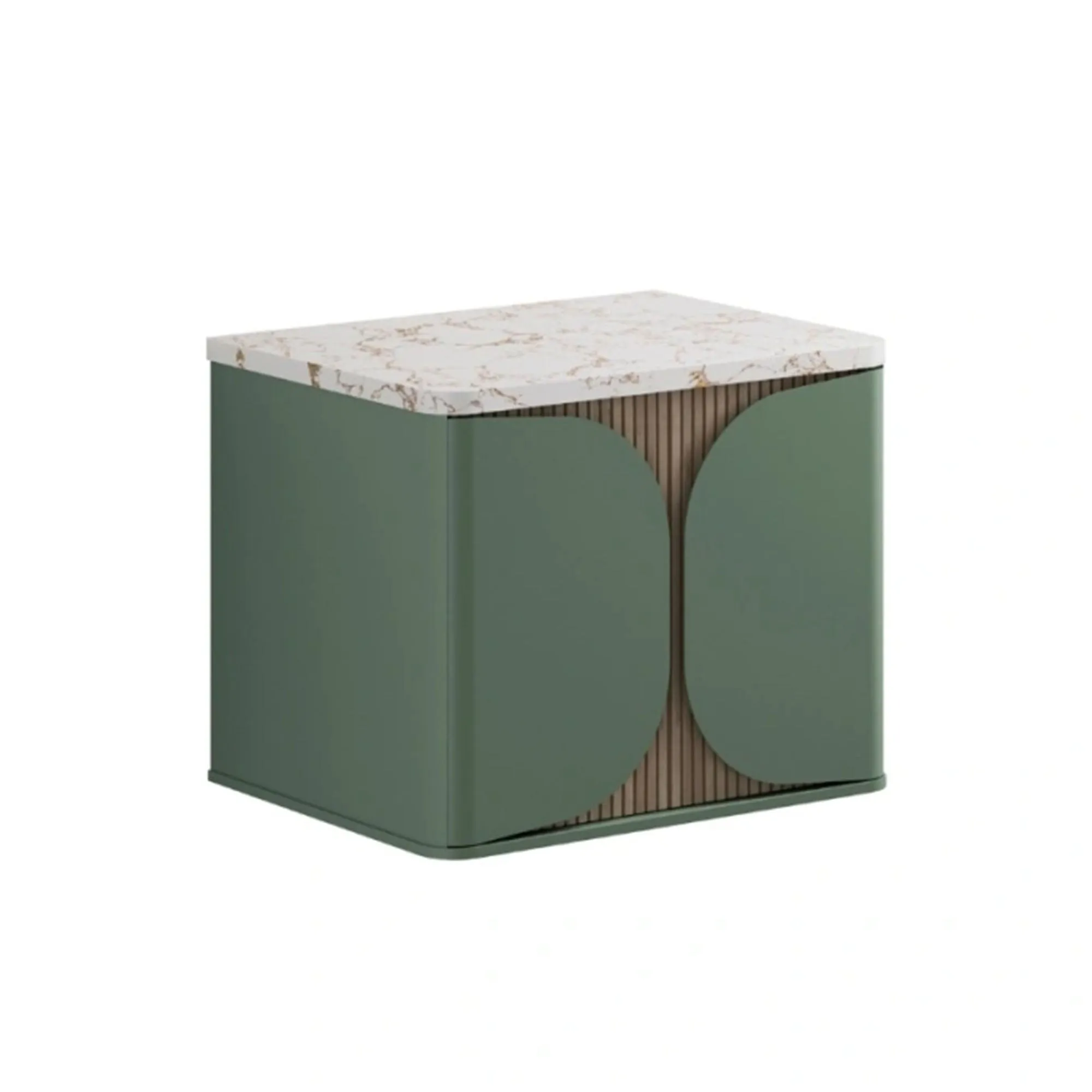 Crosswater Tambour Wall Mounted Vanity Unit With Marble Effect Worktop - Sage Green