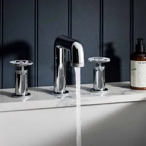 Crosswater Union 3 Hole Deck Mounted Basin Mixer Tap with Wheel Handles