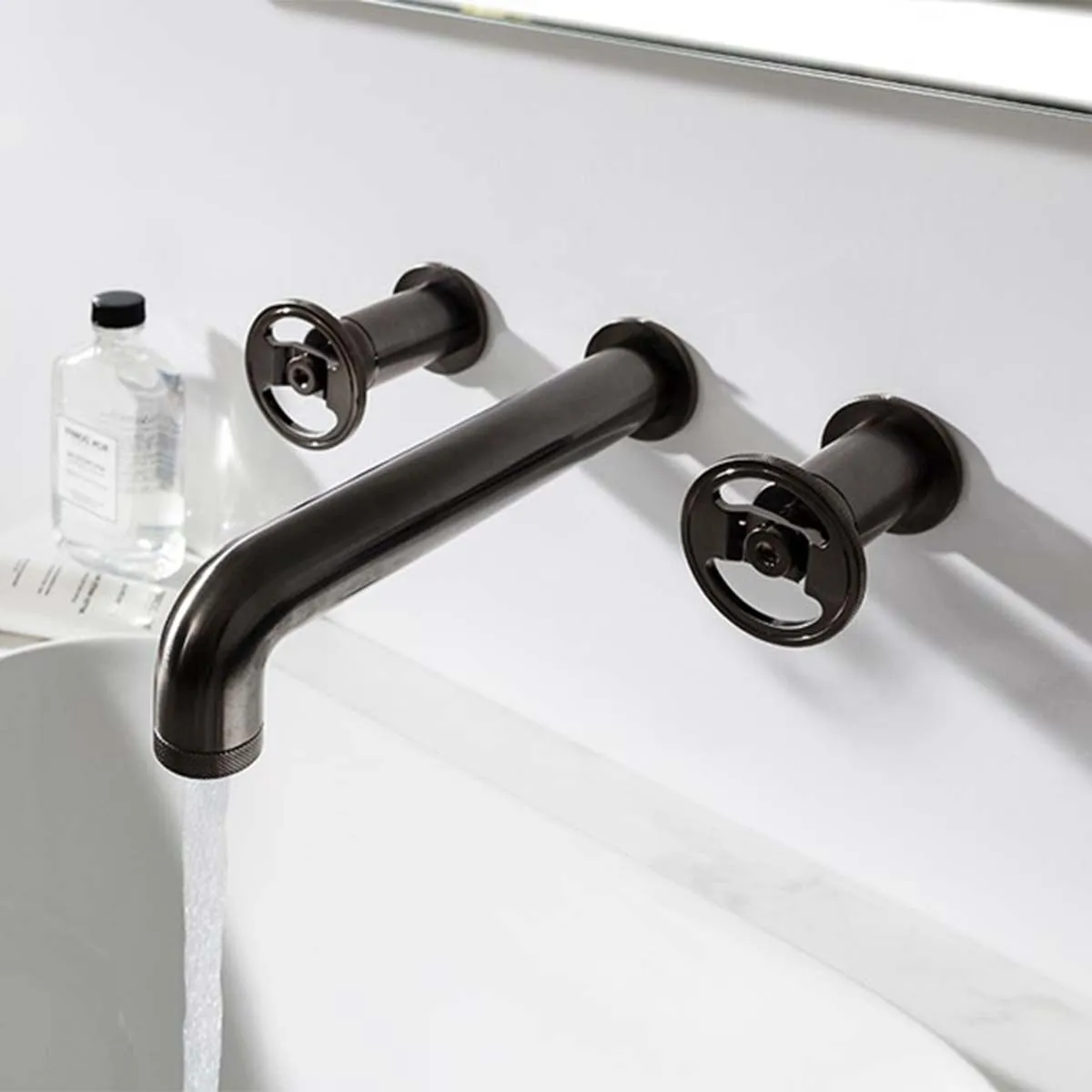 Crosswater Union 3 Hole Wall Mounted Basin Mixer Tap with Wheel Handles