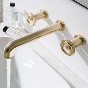 Crosswater Union 3 Hole Wall Mounted Basin Mixer Tap with Wheel Handles
