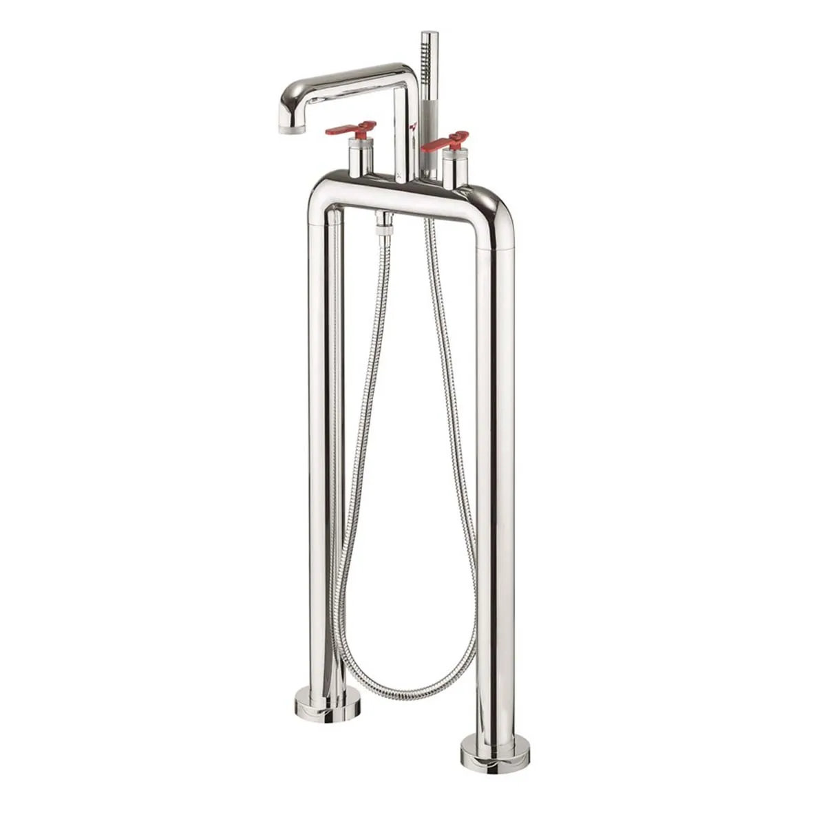 Crosswater Union Industrial Floorstanding Bath Shower Mixer With Lever Handles and Pencil Handset