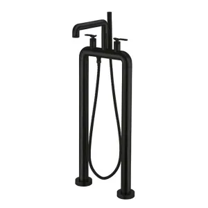 Crosswater Union Industrial Floorstanding Bath Shower Mixer With Lever Handles and Pencil Handset