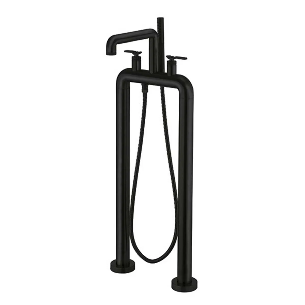 Crosswater Union Industrial Floorstanding Bath Shower Mixer With Lever Handles and Pencil Handset