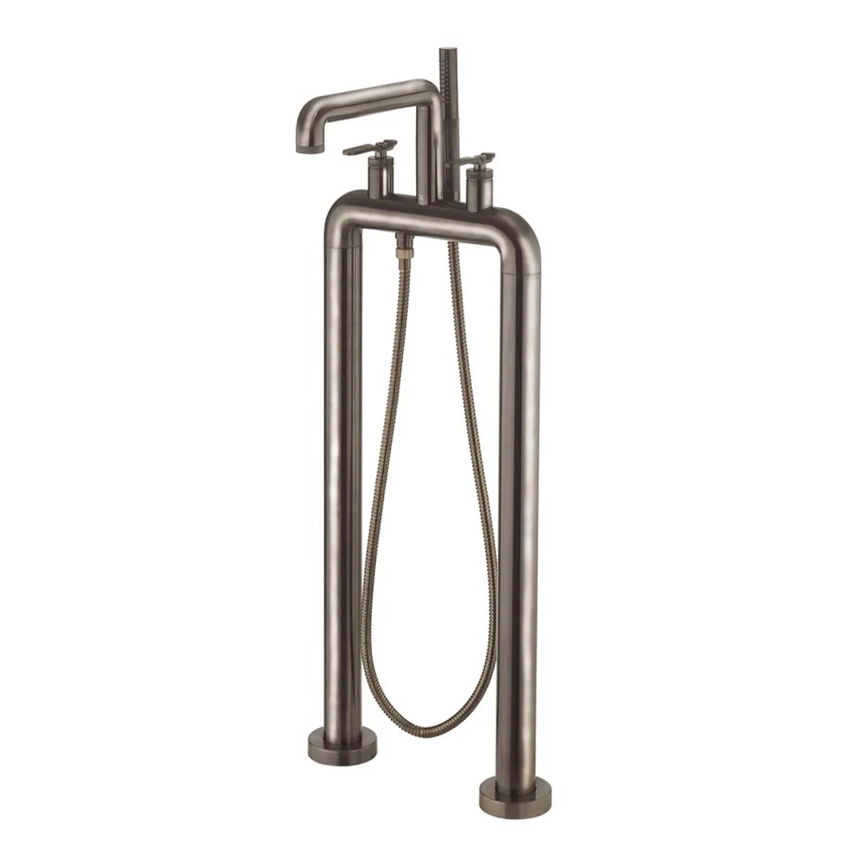 Crosswater Union Industrial Floorstanding Bath Shower Mixer With Lever Handles and Pencil Handset