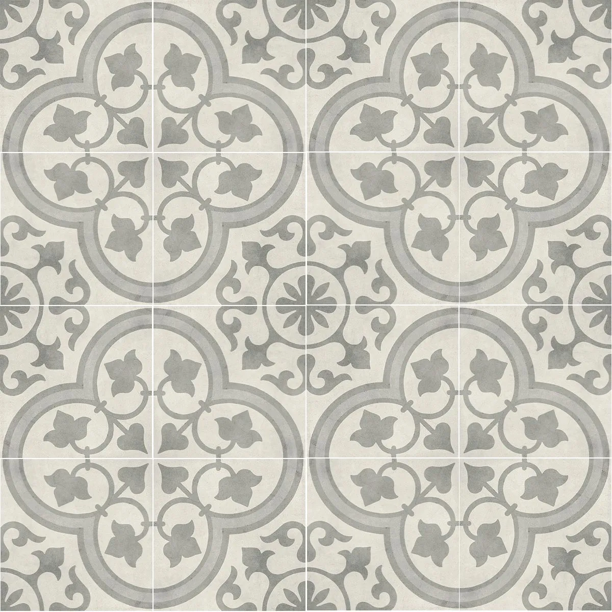 Cuban Silver Ornate Porcelain Tile 22x22cm Matt