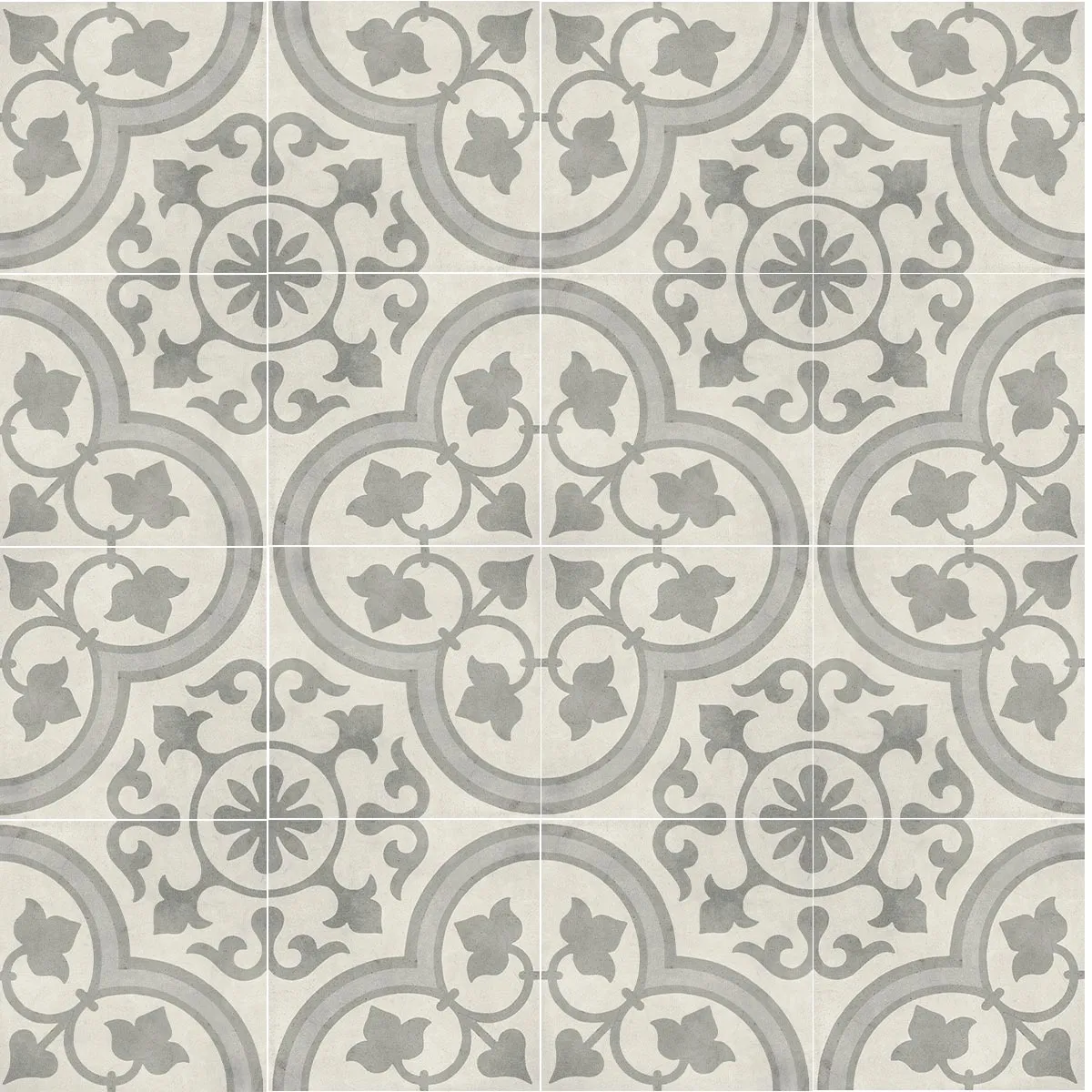 Cuban Silver Ornate Porcelain Tile 22x22cm Matt