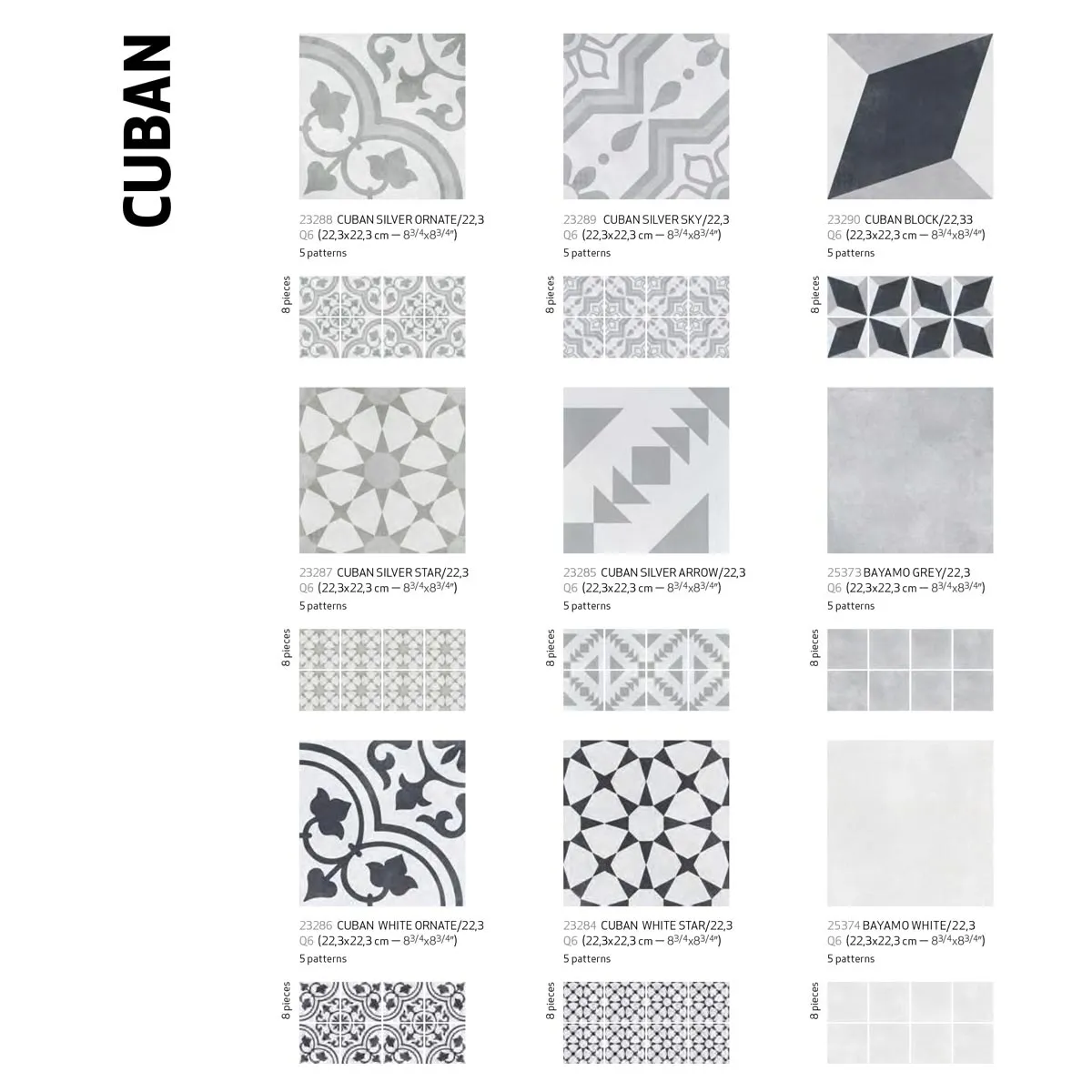 Cuban Silver Sky Porcelain Tile 22x22cm Matt