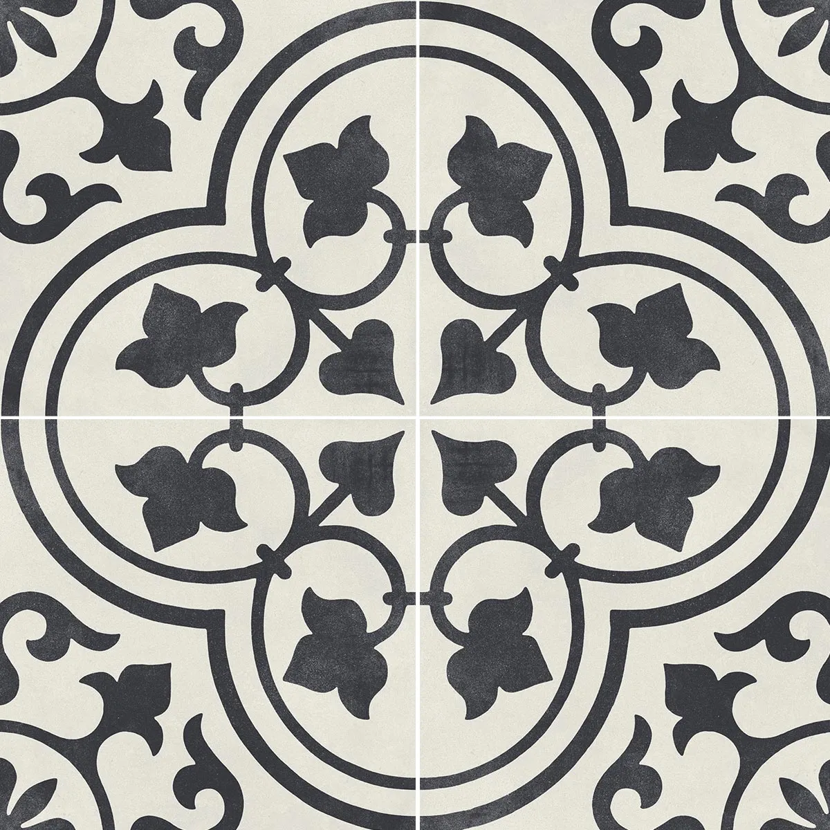 Cuban White Ornate Porcelain Tile 22x22cm Matt