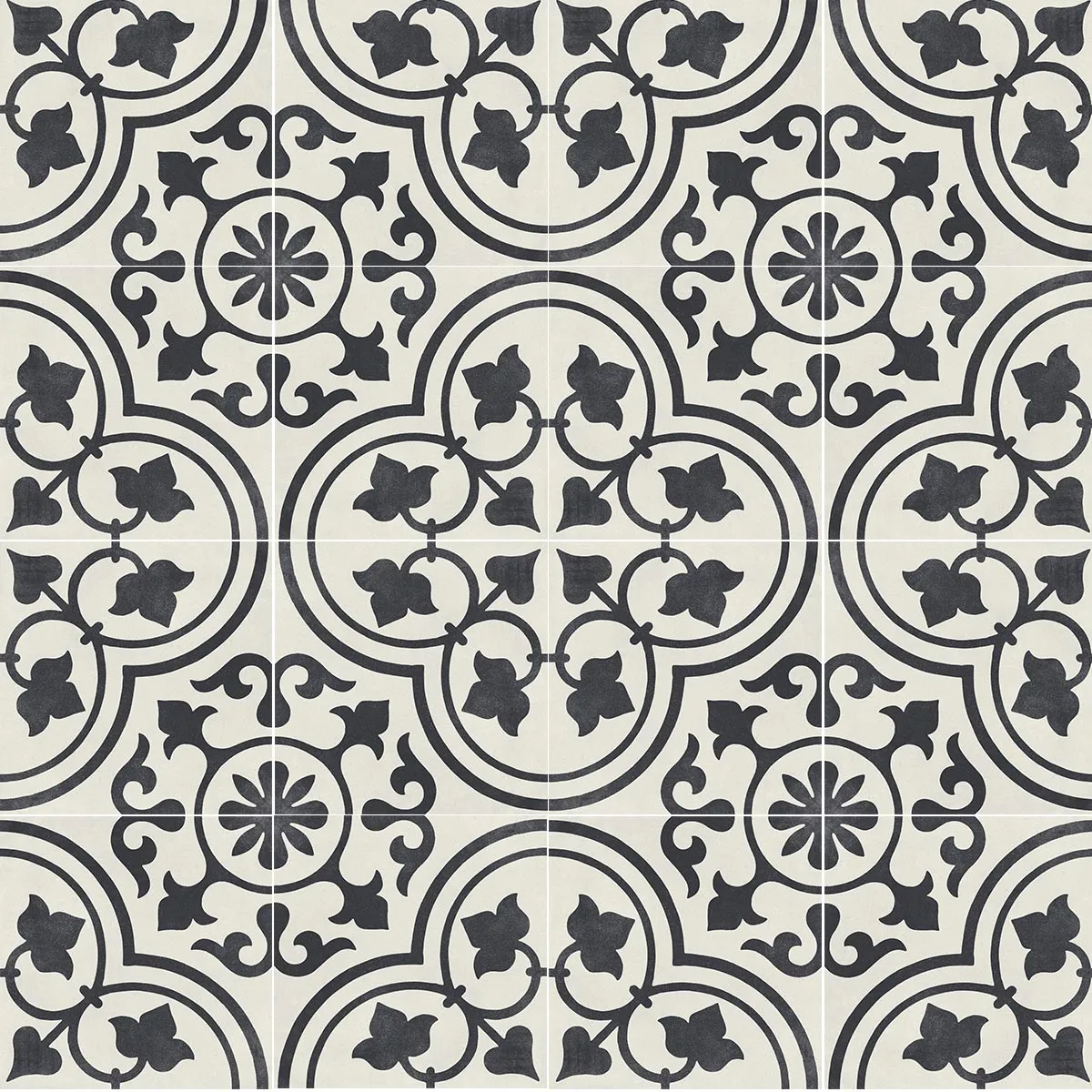Cuban White Ornate Porcelain Tile 22x22cm Matt