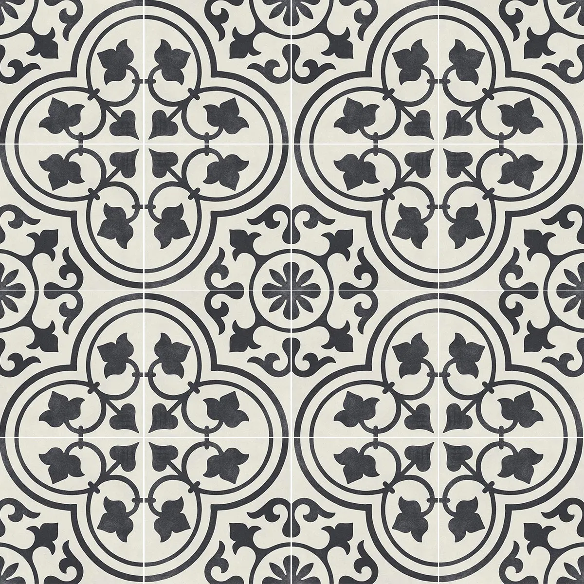 Cuban White Ornate Porcelain Tile 22x22cm Matt