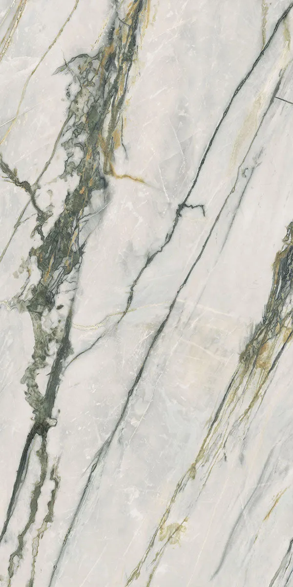 Deluxe Calacatta Green 3D Marble Effect Porcelain Tile 60x120cm Matt
