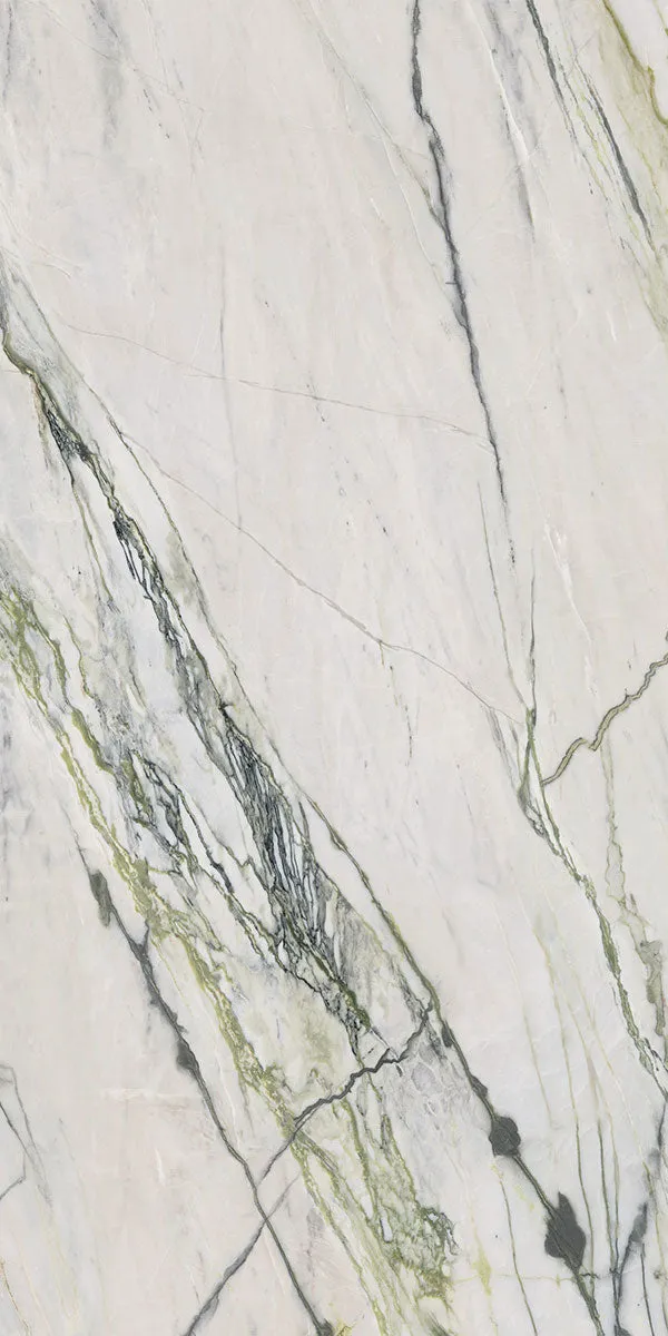 Deluxe Calacatta Green 3D Marble Effect Porcelain Tile 60x120cm Matt
