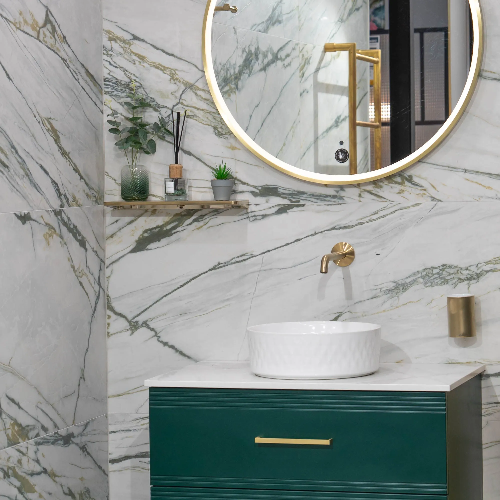 Deluxe Calacatta Green 3D Marble Effect Porcelain Tile 60x120cm Matt