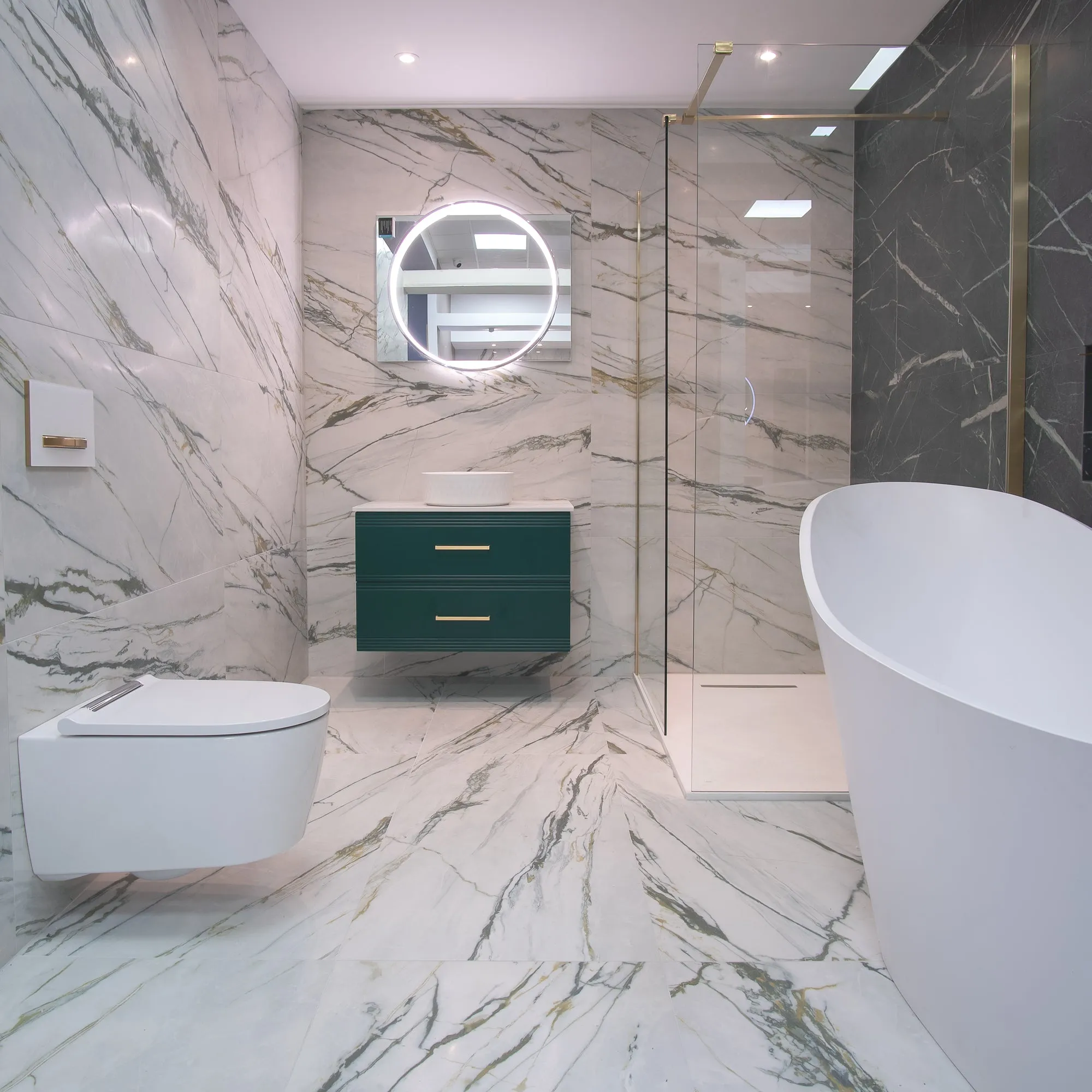 Deluxe Calacatta Green 3D Marble Effect Porcelain Tile 60x120cm Matt