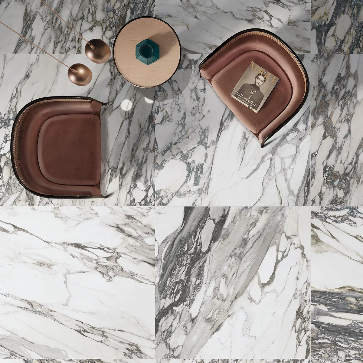 Deluxe Calacatta Macchia Vecchia Marble Effect Porcelain Tile 60x120cm Gloss