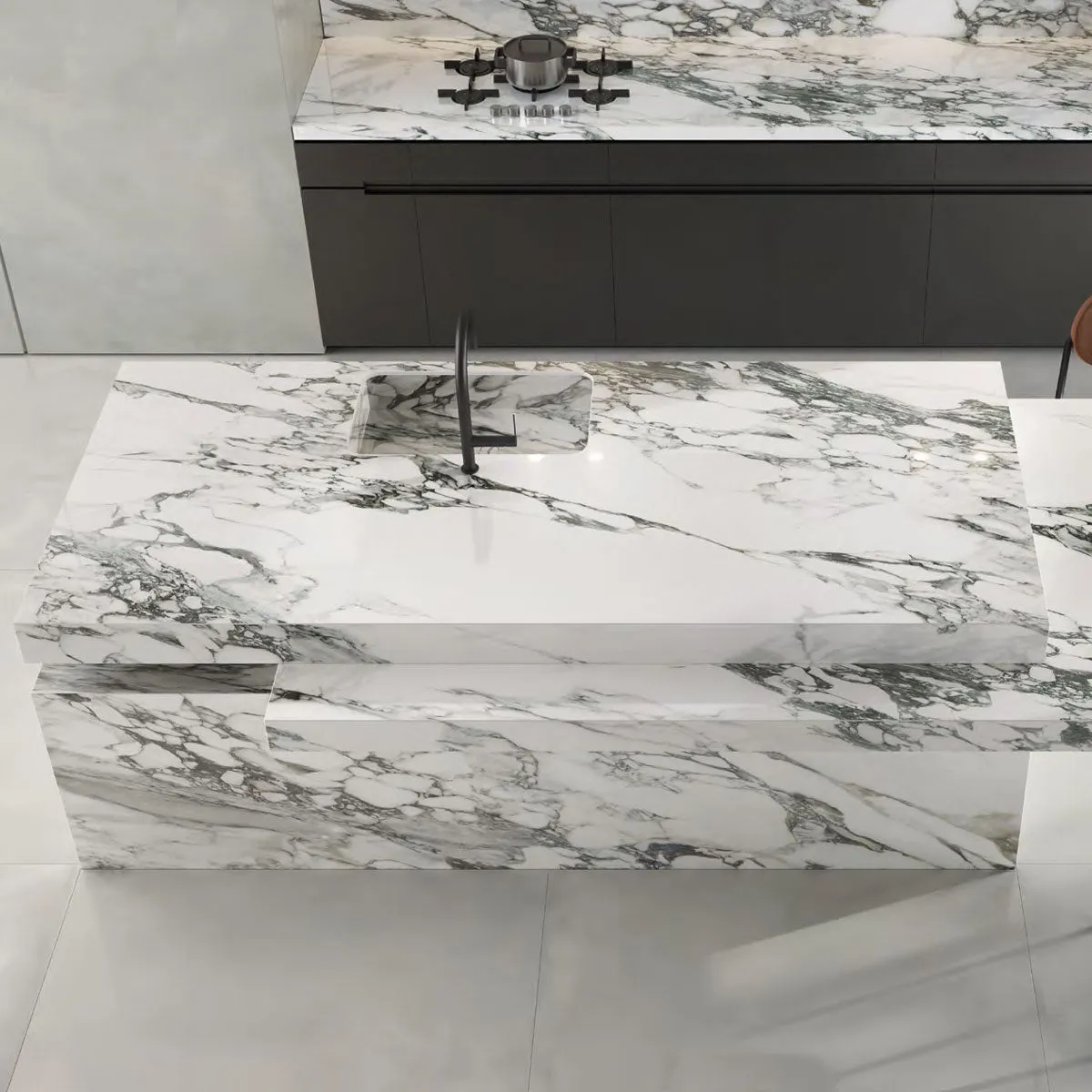 Deluxe Calacatta Macchia Vecchia Marble Effect Porcelain Tile 60x120cm Gloss
