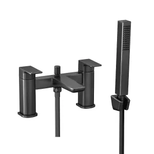Deluxe Camden Deck Mounted Bath Shower Mixer with Handset - Gun Metal