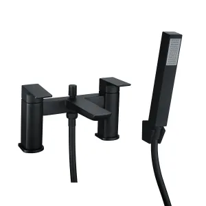 Deluxe Camden Deck Mounted Bath Shower Mixer with Handset - Matt Black