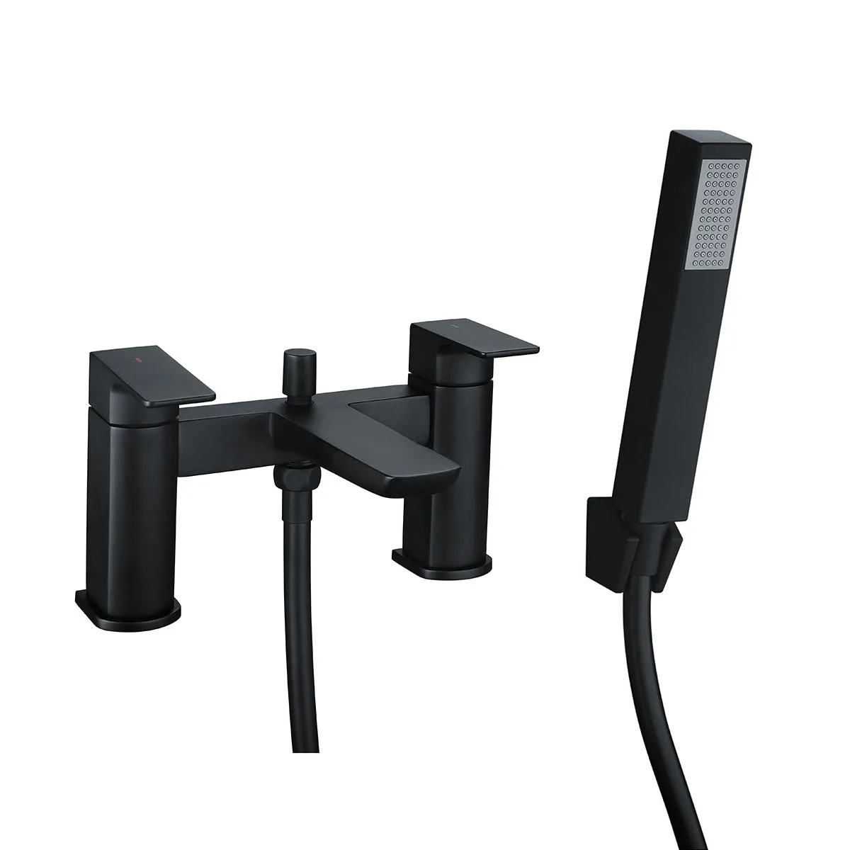 Deluxe Camden Deck Mounted Bath Shower Mixer with Handset - Matt Black