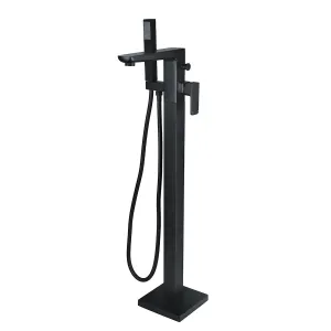 Deluxe Camden Floorstanding Bath Shower Mixer With Handset - Matt Black